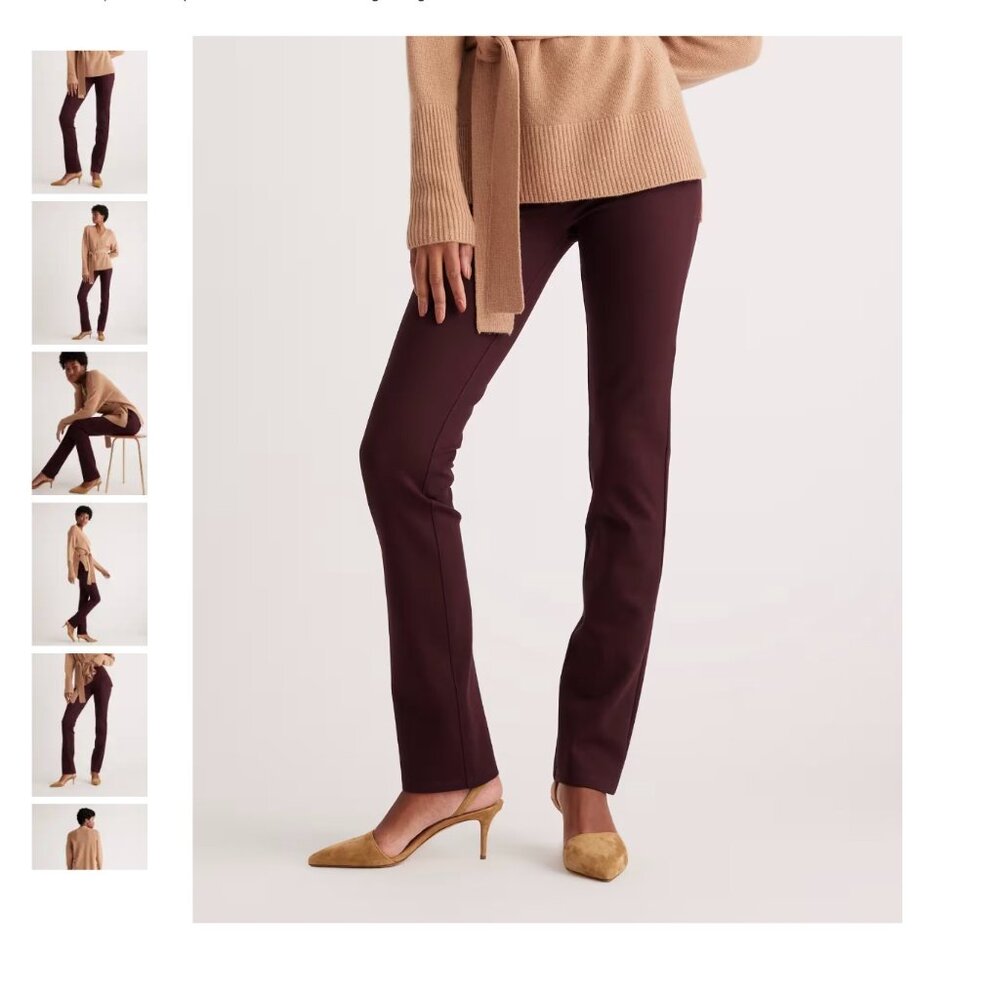 Ultra-Stretch Ponte Straight Leg Pants; 28" inseam (Petite) (Burgundy)